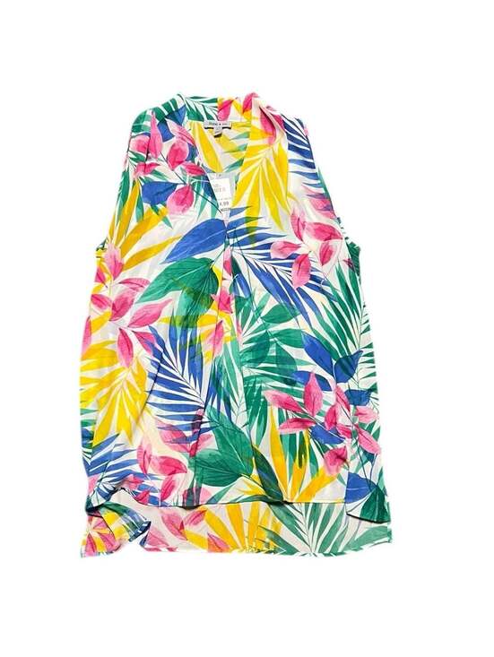 Floral & Ivy Tops - Floral & Ivy Tropical Palm Leaf Print Sleeveless V-Neck Top